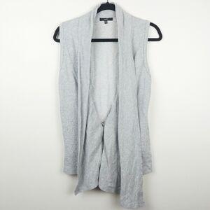 MYSTREE Gray Asymmetrical Draped Front Zip Vest